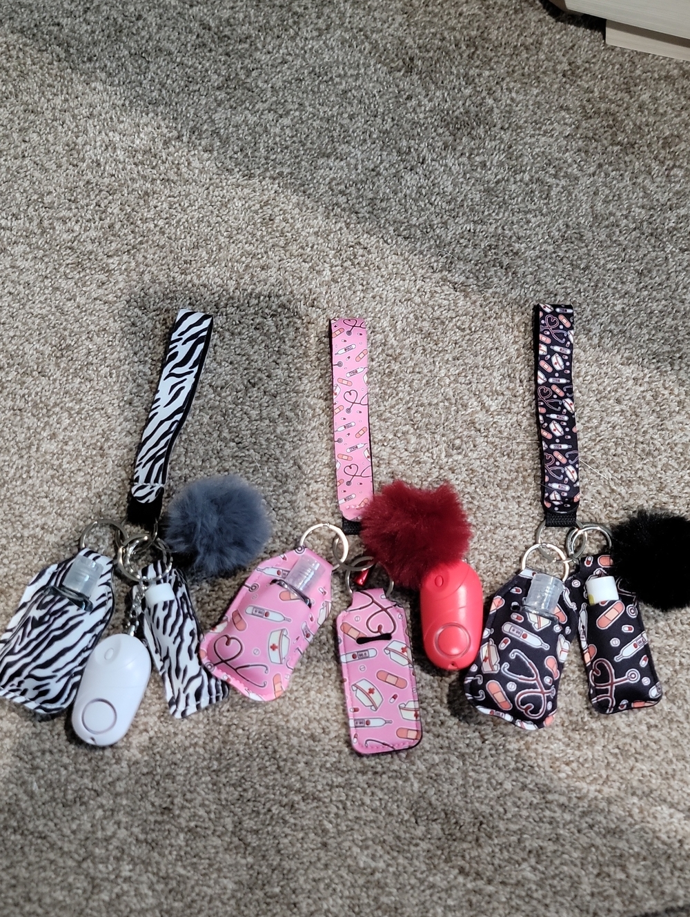 Keychain Sets: Zebra, And Nurse Designs